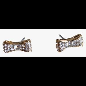 NWT Kate Spade New York Ready Set Bow Stud Earrings (Clear/Gold, NEW IN BOX!